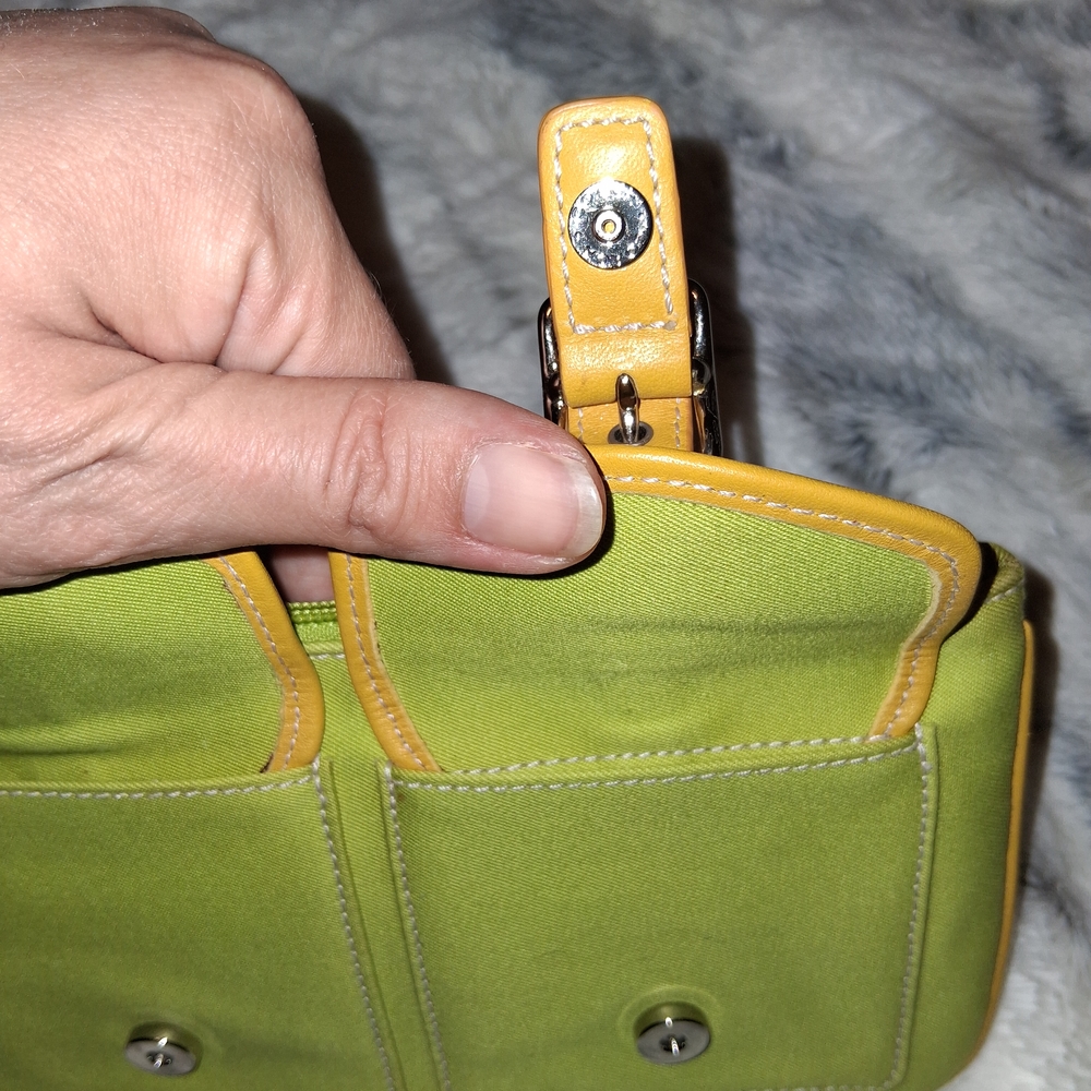 Coach Yellow and Green Clutch with Modern Design - Picture 6 of 7
